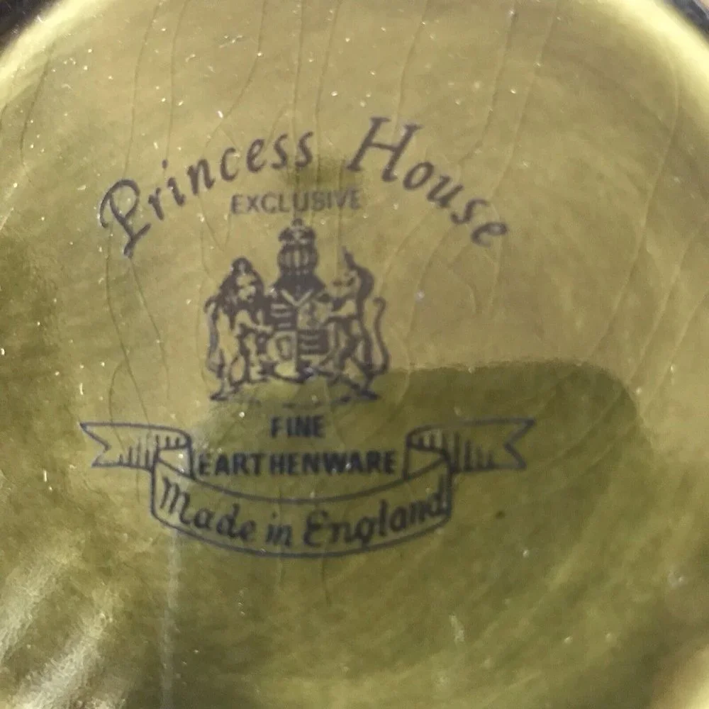 Princess House earthenware green ceramic stein beer mug drunks sods love England